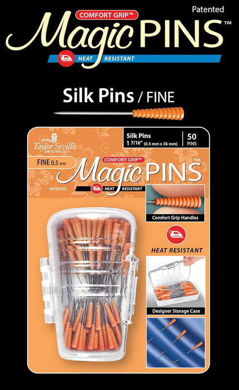 Taylor Seville Originals Comfort Grip Silk Fine Magic Pins-Sewing and Quilting Supplies and Notions-Sewing Notions-50 Count...