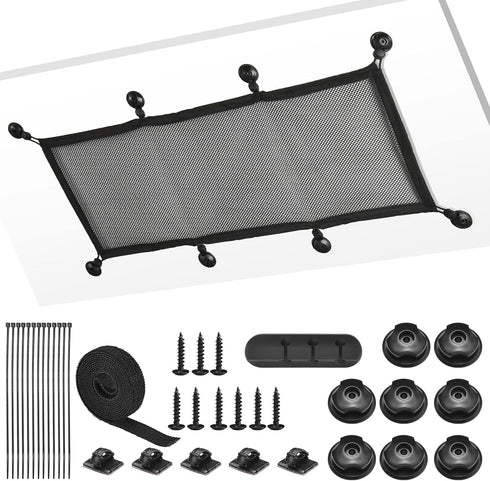 Cable Management Net Under Desk Kit, ZZM Privacy Mesh Cable Manager Flexible Under Desk Wire Net Large Capacity Cord Organizer Net for Office,Stan...
