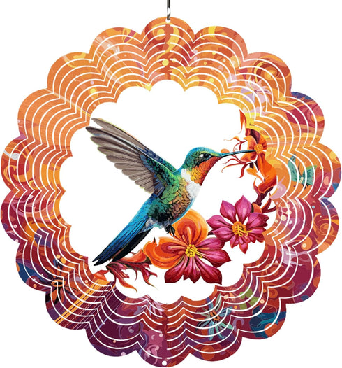 Hummingbird Wind Spinners, 12 inch 3D Stainless Steel Hanging Wind Spinner Hummingbird Gifts for Women/Men, Wind Catchers Kinetic Sculpture for In...
