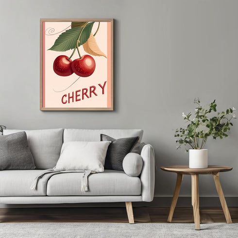 Posterizer 1 pcs-playful graphic Cherry poster-Retro style design 1-Kitchen & Bar Art- Art for Cafe, Restaurant, Coffee Bar - unframed wall art...
