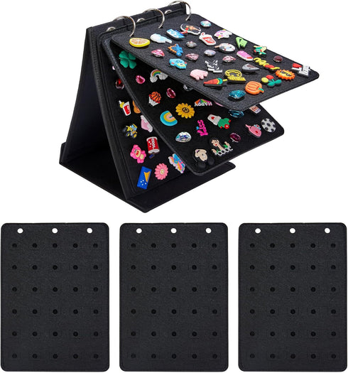 Shoe Charms Organizer Compatible with Croc Charms Holder with 6 Pages, Shoe Charms Holder with 180 Holes for Croc Charms Holder Display in Travel ...