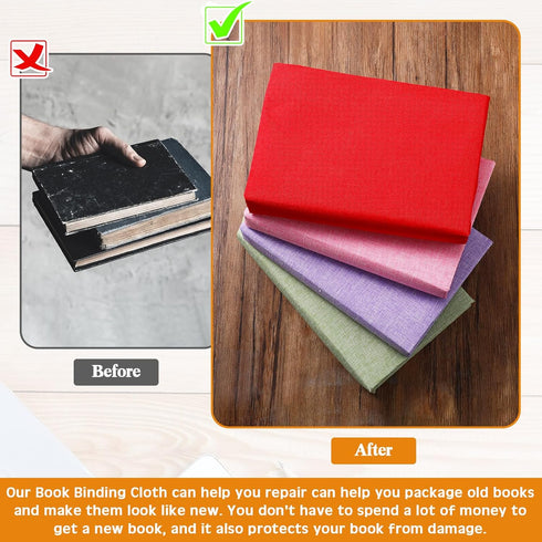 4 Pcs 40 x 16 Inches Book Cloth Bookcover Fabric Surface with Paper Backed Book Binding Cloth Fabric Book Cover for Scrapbooking Album DIY Craft S...