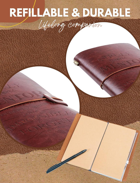 Mentor Gifts for Men Women, Leather Journal Notebook, Best Gift for Teacher Appreciation Day, Christmas, Birthday, Retirement, Refillable Sketchbo...