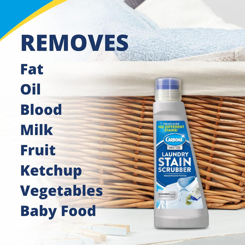 Carbona Laundry Stain Scrubber | Bio-Enzyme Stain Remover | Eliminates Fat, Oil, Blood, Milk, Fruit, Ketchup, Vegetables & Baby Food Stains | Save...