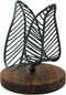 OwlGift Freestanding Modern Napkin Holder w/Golden Turquoise Wrought Iron Leaf & Brown Wooden Base Design, Tabletop Tissue Dispenser, Napkin Stora...