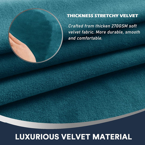 L.VICTEX Sofa Armrest Covers, 2 Pack, Deep Teal Velvet Plush Fabric, Furniture Accessories for Sofa, Recliner, Chair, Stretch, Durable, Velcro, Ma...