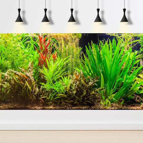 Aquarium Background Aquatic Plant River Bed & Lake Fish Tank Background Undersea Tropical Green Aquatic Plant Terrarium Background Decor Vinyl 24x...