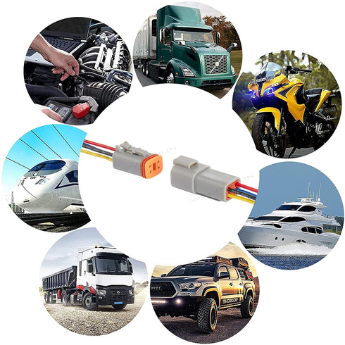 Deutsch DT 4 Pin Connector,4 Way DT Automotive Waterproof Electrical Connector Male Female Plug Wiring Harness,with 16 AWG Cable Wire,for Car,Truc...