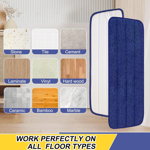 3 Pack Microfiber Spray Mop Replacement Heads for Wet/Dry Mops Reusable Replacement Refills Fits for Bona Hardwood Floor Replacement Cleaning Head...