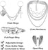 Sanfenly Punk Chain Rings+ Layered Chain Necklace Set for Women Men, Cool Goth Punk Vintage Stackable Open Finger Rings Statement Pendant Choker N...