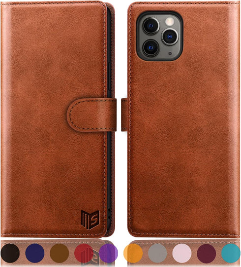 SUANPOT for iPhone 11 Pro 5.8"(Non 11 6.1"/11 Pro Max)with RFID Blocking Leather Wallet case Credit Card Holder, Flip Folio Book Phone case Shockp...