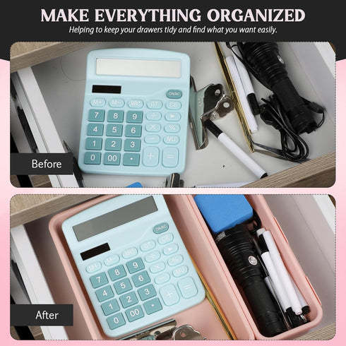8 Pcs Drawer Organizer with Non Slip Pads Plastic Drawer Organizer Trays Makeup Storage Bins Drawer Organization for Jewelries Cosmetics Bathroom ...