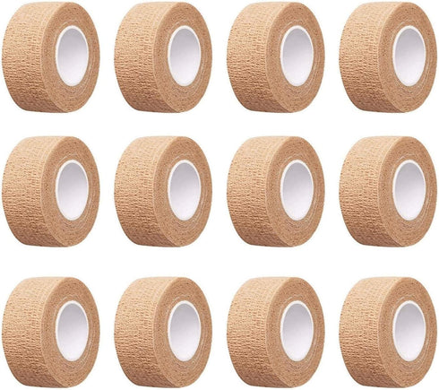 12pc-1 Inch Wide Skin Colour Elastic Self- Adhesive Bandage Finger Tape?Wrap Bandages, for Wrist and Ankle Sprains & Swelling...