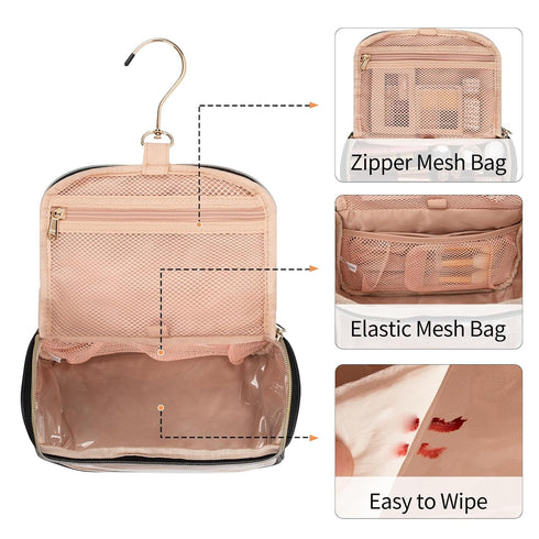 Ethereal Makeup Bag Travel Bag with Hanging Hook, Portable Toiletry Bag for Women with Small Brushes Bag Clear Cosmetic Bag...
