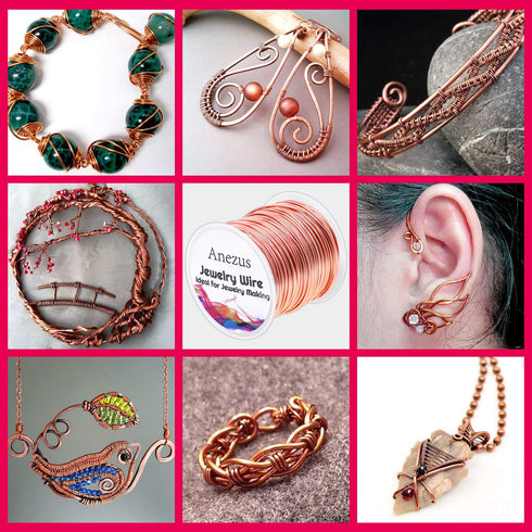 anezus 18 Gauge Jewelry Wire for Jewelry Making, Craft Wire Tarnish Resistant Copper Beading Wire for Jewelry Making Supplies and Crafting (18 Gau...