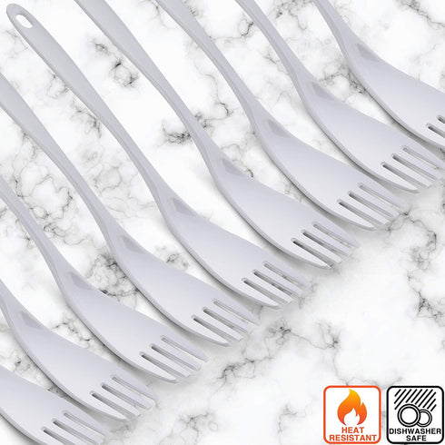 Ram-Pro Melamine Utensil White Fork Heavy Duty Kitchen Dinner Cutlery Cake Pastry Salad Flatware Table Forks for Home Kitchen or Restaurant Pack o...