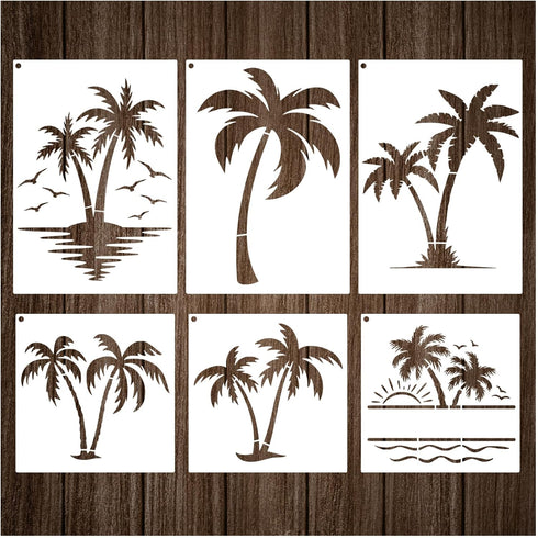 Palm Trees Stencils Template Reusable Beach Stencils for Painting on Wood Craft Canvas Walls Decorations DIY Projects Nature Summer Theme Stencils...