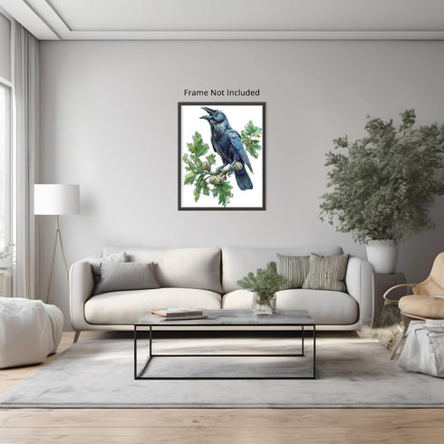 Posterizer 1 pcs-detailed natural history illustration of a raven-Corvus corax 2-Art for Animal Lovers-Gift for Men Women Teens-Chic Home Decor- u...