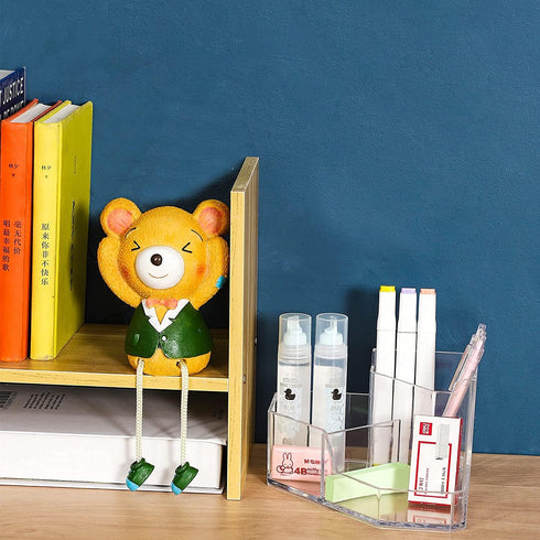 Cq acrylic Pencil and Pen Holder For Desk 3 Compartment Cute Pen Cup Durable Desk Organizers for Middle High School Office College Student Clear P...