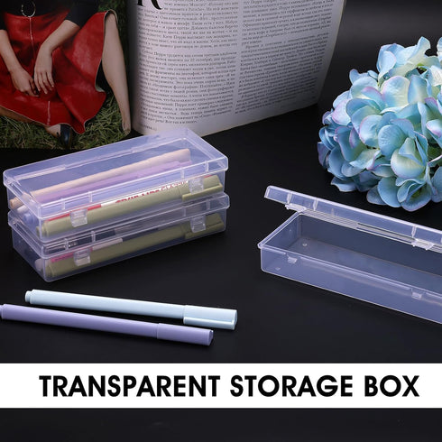 Rectangular Plastic Storage Containers, 3 Pcs Small Clear Storage Box with Hinged Lids Empty Bead Organizer Storage Cases for Small Items Jewelry ...