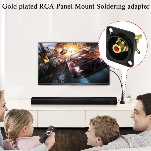 QIANRENON Gold Plated RCA Panel Mount Adapter RCA Female to Solder Terminal AV Connector, D-Panel/XLR Panel Mount, for S/PDIF TV Audio Video Phono...
