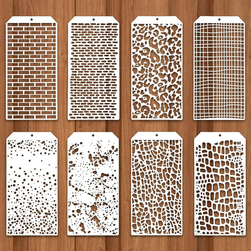 8 Pcs Stencils for Painting Crafts Stencils Leopard Dot Brick Layering Stencils Art Texture Mixed Media Stencils for Card Canvas Furniture Journal...