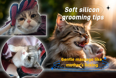 Grooming Gloves for Dogs and Cats - 259 Soft Silicone Tips - Five finger design Massage Mitt - Skin-Friendly and Gentle Massage - Perfect for Shed...