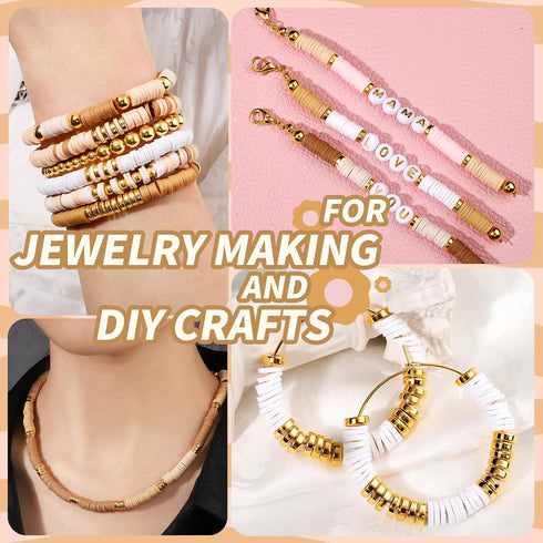 LEOBRO 3908PCS Clay Beads Bracelet Making Kit, Bracelet Beads Bracelet Kit, Clay Bead Gold Beads Letter Beads for Bracelet Friendship Bracelets Je...