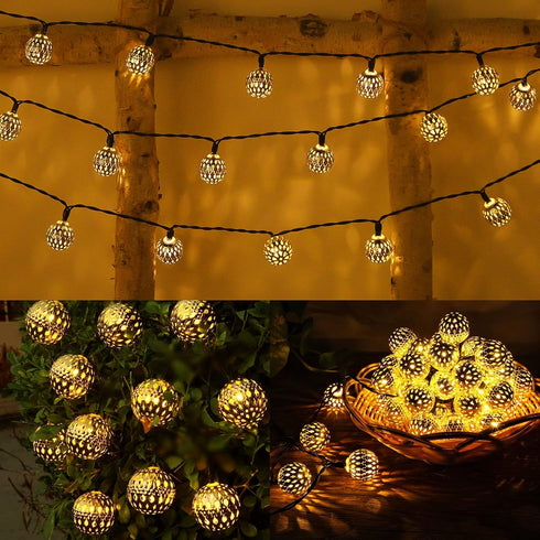 Solar String Lights for Outside, 9.8FT 20LED Outdoor Solar String Lights with 8 Mode, Moroccan Solar Fairy Lights, Waterproof Globe Solar Twinkle ...