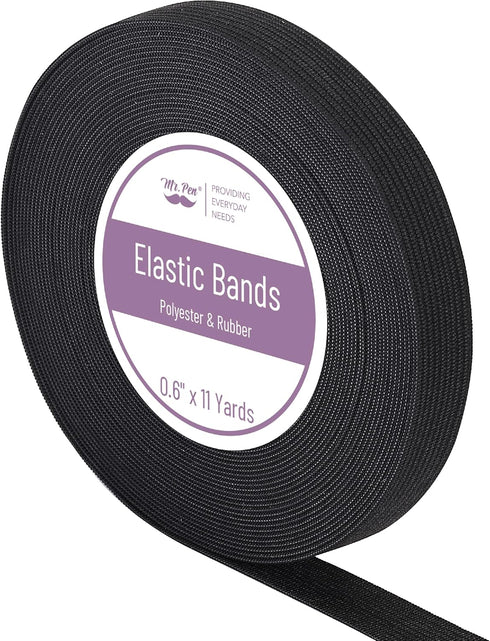 Mr. Pen- Elastic Band, 0.6", 11 Yards, Black, Elastic Band for Sewing, Black Elastic Band, Elastic Straps, Stretch Elastic for Sewing, Fabric Elas...