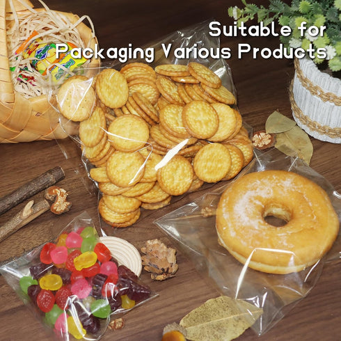 Cookie Bags 200PCS Self Sealing Cellophane Bags 4X6 Inches Small Sealable Clear Plastic Bags with Seal for Gift Giving, Packaging Candy, Snack, Tr...