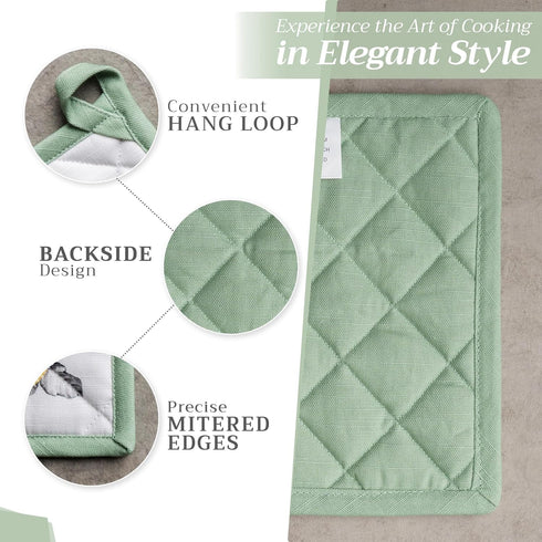 Maison d' Hermine Pot Holders Set 100% Cotton Heat Resistant Potholders 8" x 8" Hot Pads with Loop BBQ, Cooking, Baking, Grilling, Kitchen, Handli...