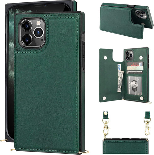 Bocasal Crossbody Wallet Case for iPhone 11 Pro Max Credit Card Holder PU Leather Kickstand Shockproof Detachable Cross Body Strap Lanyard Magneti...