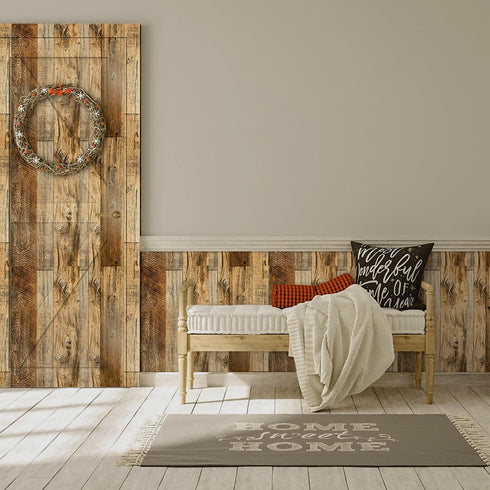 TANONE Brown Wood Peel and Stick Wallpaper 11.8" X 197" Self Adhesive Removable Decorative Film Wood Grain Wallpaper for Wall Covering Furniture C...