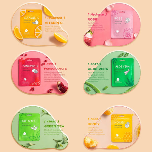 Facial Mask Sheet,Face Mask Skin Care Bulk Pack,Hydrating Spa Face Mask For Sensitive Skin, Facial Masks Sets For Women/Teen Girls (18-Packs)...
