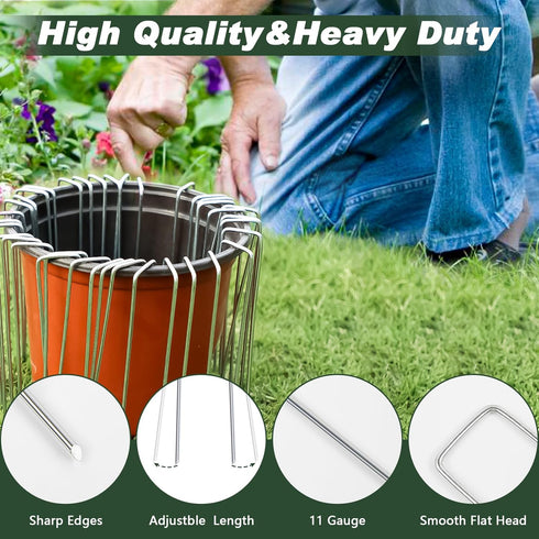 FEED GARDEN 6 Inch 25 Pack Galvanized Landscape Staples 11 Gauge Anti-Rust Garden Stakes Tent Stakes Landscaping Fabric SOD Pins Yard Stakes for W...