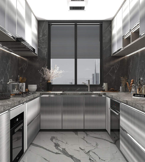 Silver Contact Paper [Thicken Stainless Steel Metallic Feel Waterproof Oil-Proof Peel and Stick Wallpaper for Kitchen Cabinet Dishwasher Refrigera...