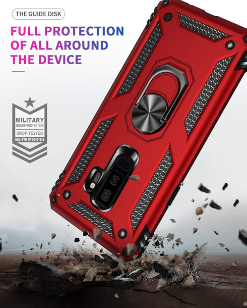 Military Grade Drop Impact for Samsung Galaxy S9 Plus Case 360 Metal Rotating Ring Kickstand Holder Magnetic Car Mount Armor Heavy Duty Protection...