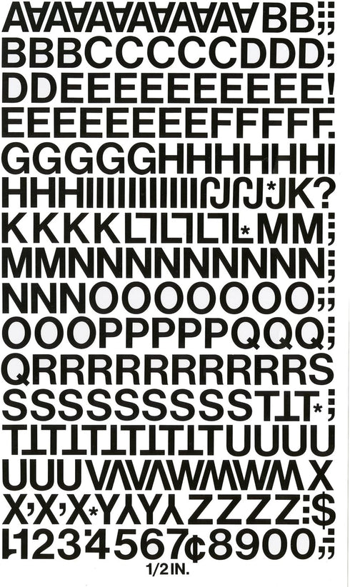 Chartpak Self-Adhesive Vinyl Capital Letters and Numbers, 1/2 Inches High, Black, 201 per Pack (01010), 1/2 Inch High...