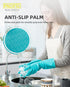 PACIFIC PPE 4 Pairs Reusable Dishwashing Cleaning Gloves, Household, Kitchen, Cotton Liner, Green, Small...