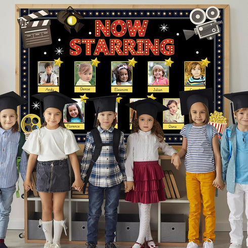 Movie Star Bulletin Board Set Now Starring Bulletin Board for Classroom Decor DIY Photo Crafts Camera Lights Learn Clapperboard Film Tickets Cutou...