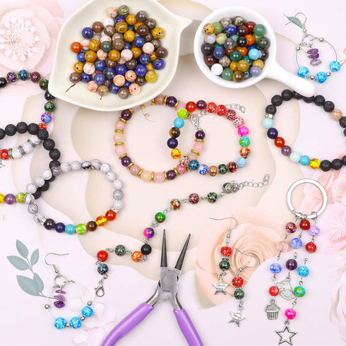 Natural Stone Beads 100pcs 8mm Round Genuine Real Stone Beading Loose Gemstone DIY Smooth Beads for Bracelet Necklace Earrings Jewelry Making...