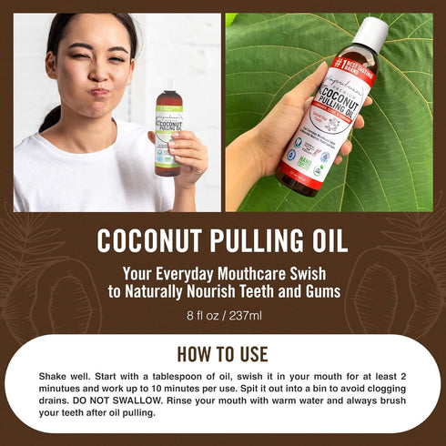 Coconut Pulling Oil for Teeth and Gums Mouthwash, 100% Pure and Natural, Non-GMO, Ayuverdic – Refreshing Spicy Chai Essential Oils...