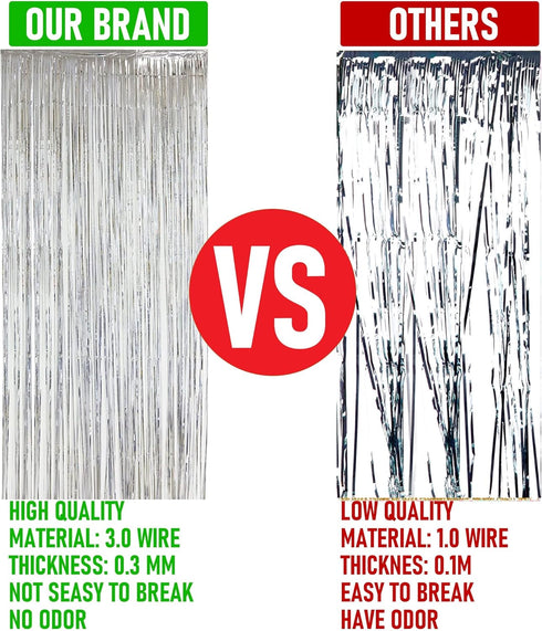 Dazzle Bright 2 Pack Backdrop Curtain, 3FT x 8FT Metallic Tinsel Foil Fringe Curtains Photo Booth Background for Baby Shower Party Birthday Weddin...