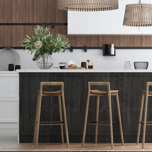 Black Fishbone Pattern Contact Paper 15.7" x 78.7" Wood Wallpaper, Peel and Stick Wallpaper Removable Self Adhesive Wall Covering, Vinyl Film for ...