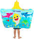 Franco Baby Shark Bath/Pool/Beach Soft Cotton Terry Hooded Towel Wrap, 24 in x 50 in, Kids...