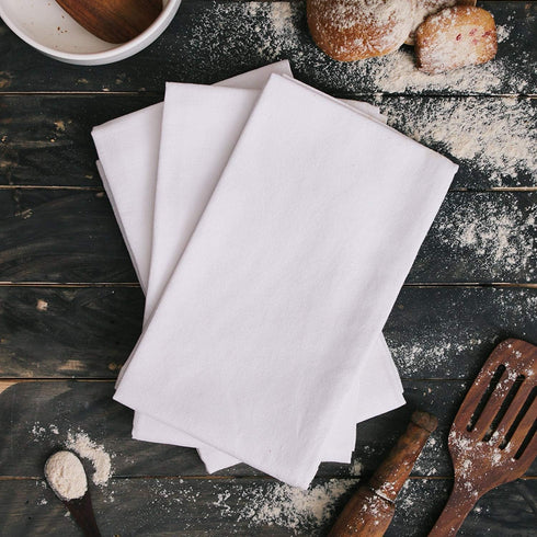 DG Collections 100% Cotton Flour Sack Towels – 12 Pack, 27x27 Inches, White, Lint-Free, Pre-Washed, Hemmed Edges – Reusable Kitchen Towels for Cle...