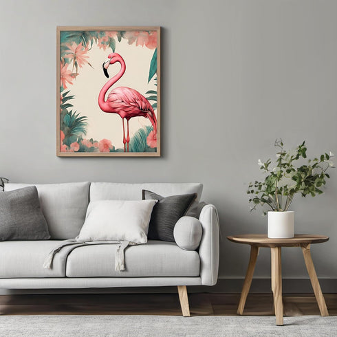 Posterizer 1 pcs-abstract retro design of flowers and flamingo 5-Art for Animal Lovers-GIft for Men Women Teens-Decor for Home & Office- unframed ...