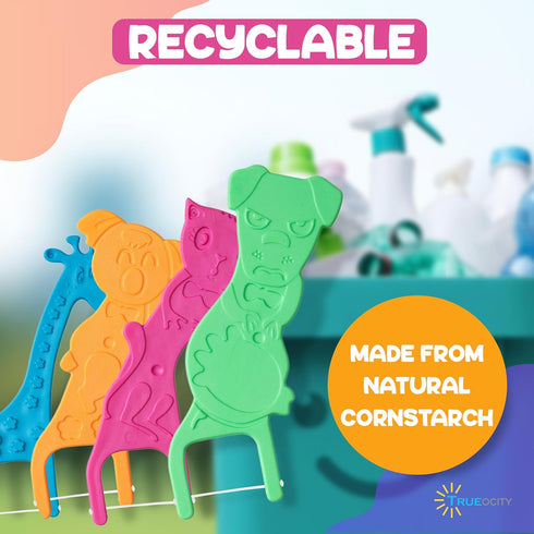 Biodegradable Kids Flossers -200 Pack, Natural Kids Floss Picks, Fluoride Free, Biodegradable Floss Pick, Organic Animal Kids Dental Floss Picks, ...