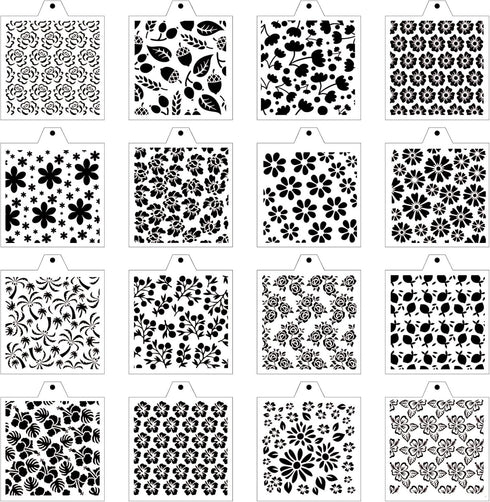 16 Pcs 5.5x5.5in Cookie Stencil Baking Stencils for Royal Icing Cookies, Airbrush Cookies; Sugar Cookie Stencils,Craft Painting Stencil, Stencil G...